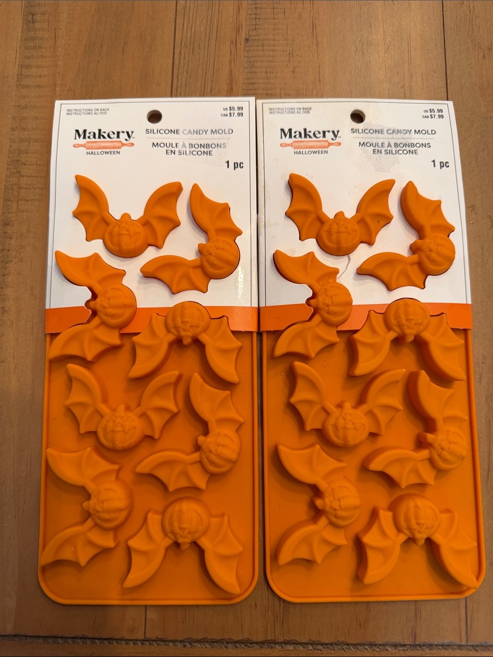Halloween Orange Silicone Pumpkin bat Candy Molds (2)